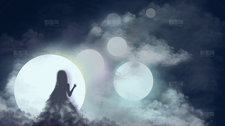 风景插画夜晚手绘