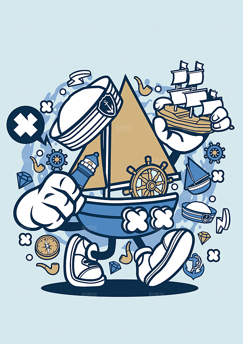 波普风墙面涂鸦海报卡通手绘抽象插画
