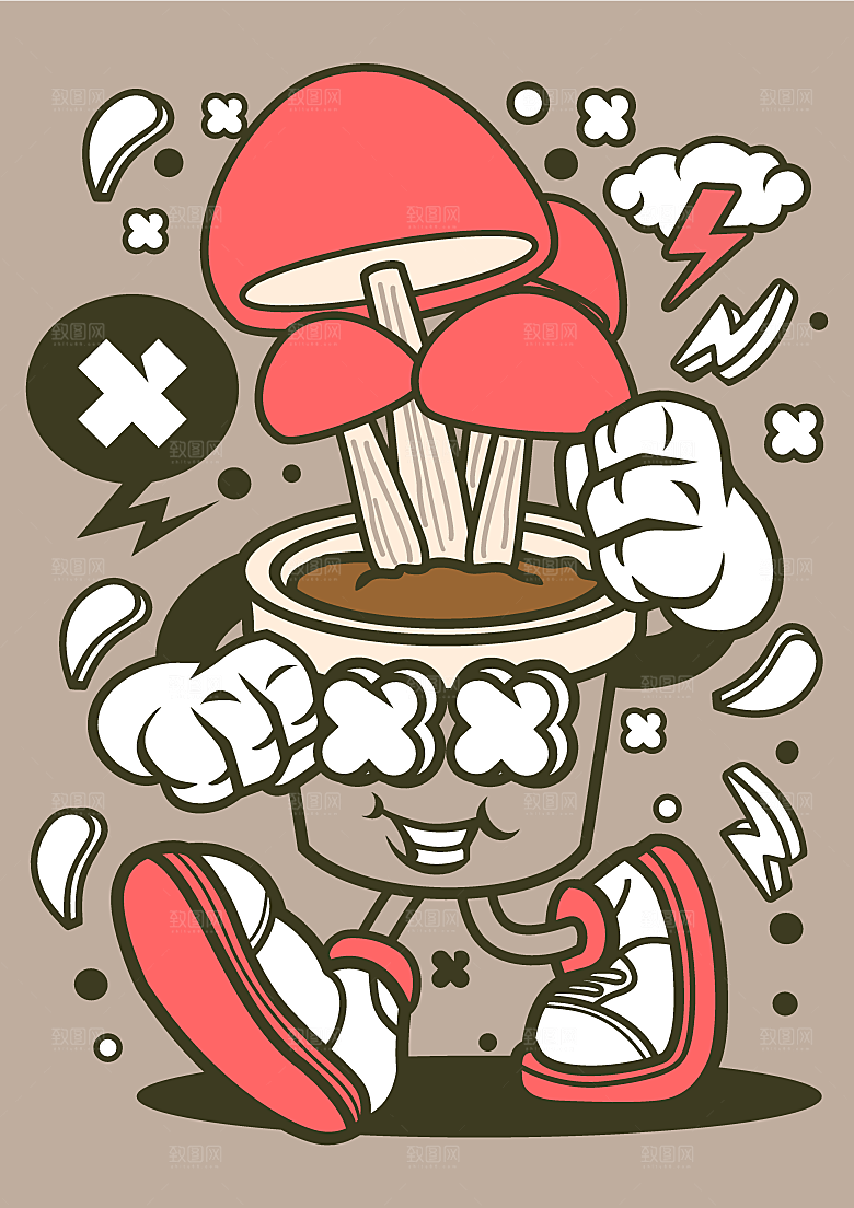 波普风墙面涂鸦海报卡通手绘抽象插画