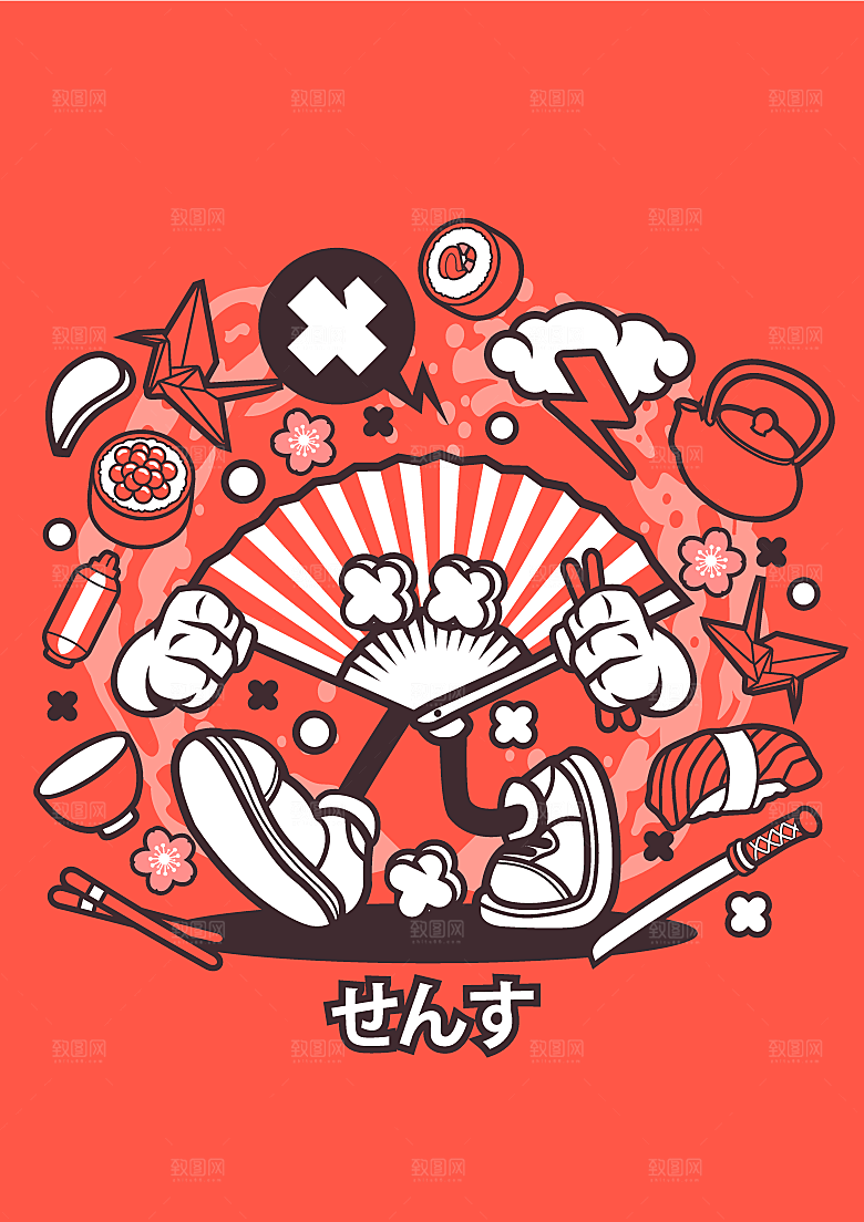 波普风墙面涂鸦海报卡通手绘抽象插画