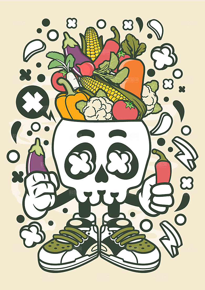 波普风墙面涂鸦海报卡通手绘抽象插画