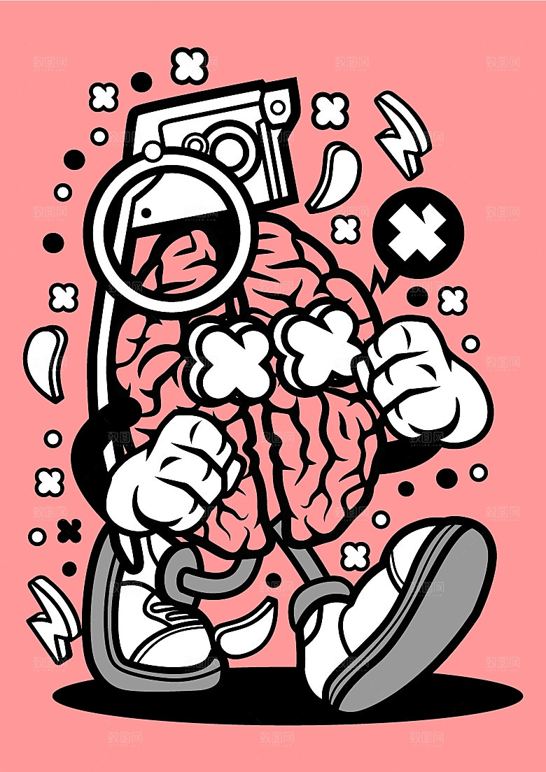 波普风墙面涂鸦海报卡通手绘抽象插画