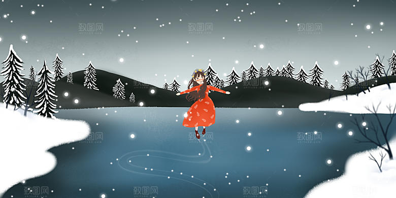 森系森林野外仙境插画海报风景