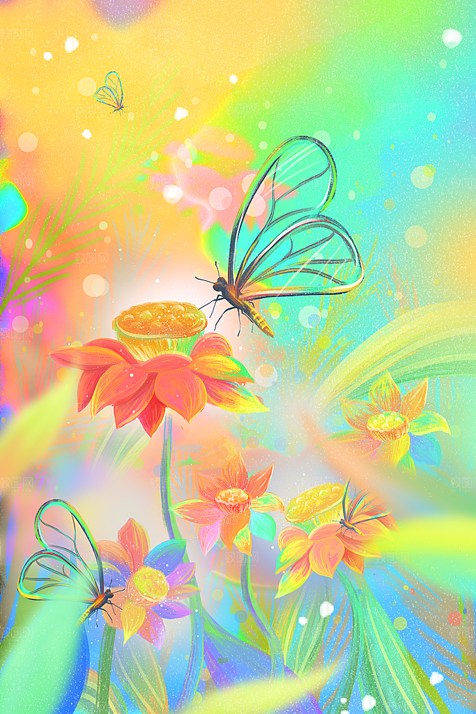 森系森林野外仙境插画海报风景