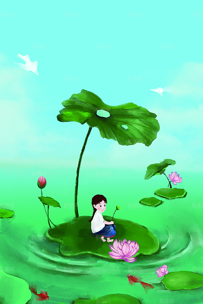 森系森林野外仙境插画海报风景