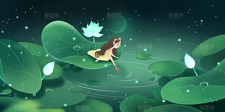 森系森林野外仙境插画海报风景