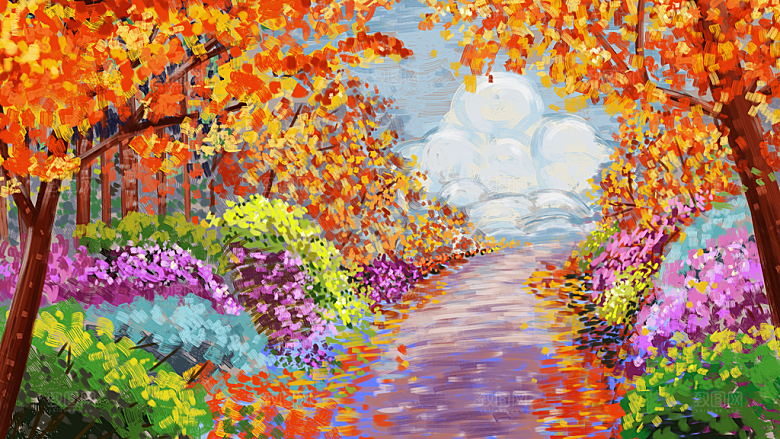 森系森林野外仙境插画海报风景