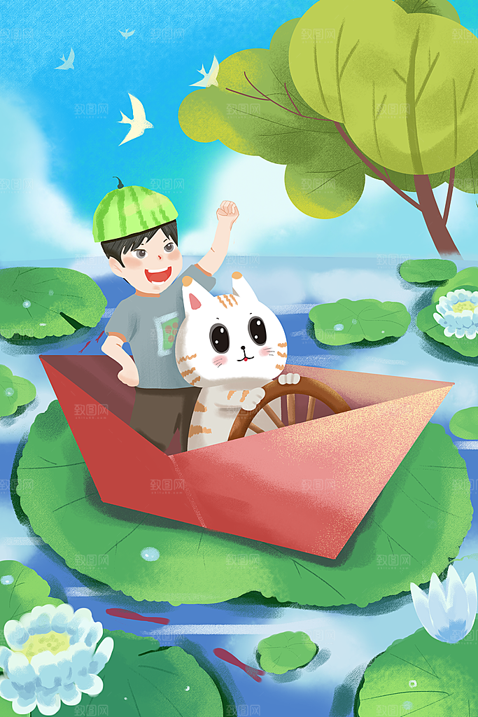 森系森林野外仙境插画海报风景