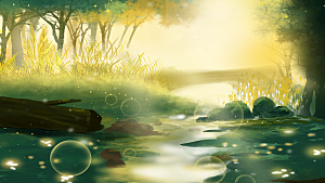 森系森林野外仙境插画海报风景