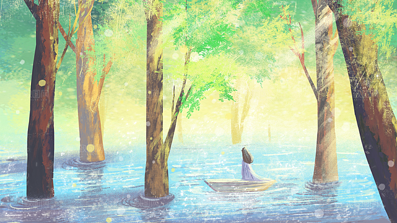 森系森林野外仙境插画海报风景