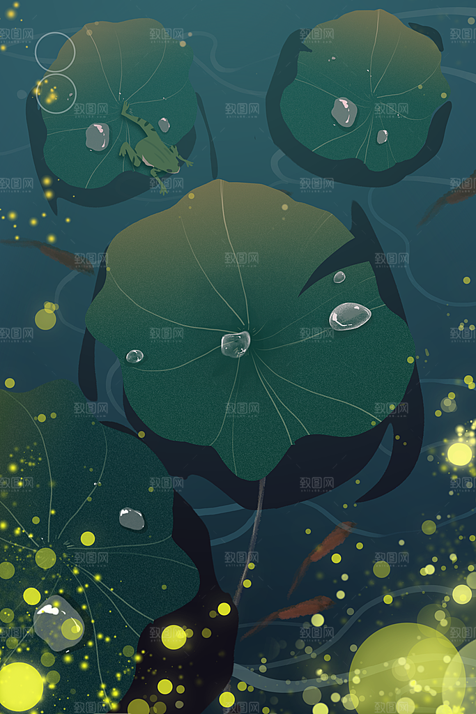 森系森林野外仙境插画海报风景