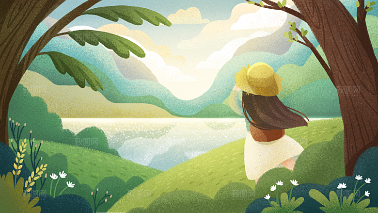 森系森林野外仙境插画海报风景