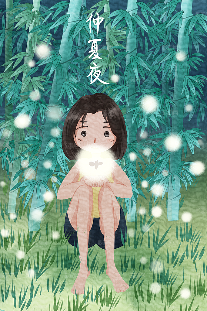 森系森林野外仙境插画海报风景