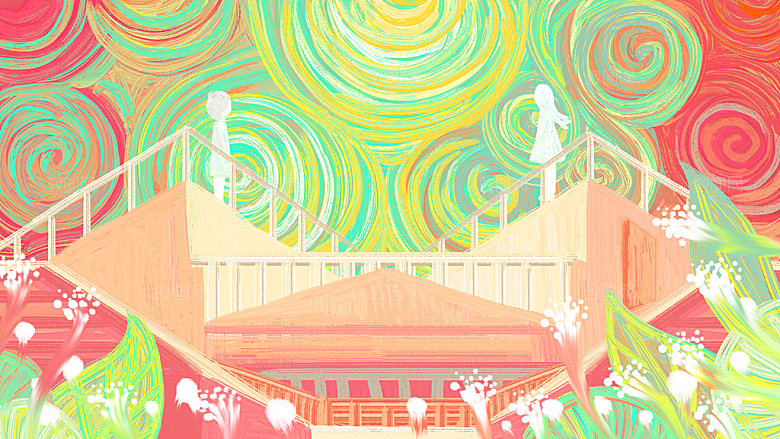 森系森林野外仙境插画海报风景