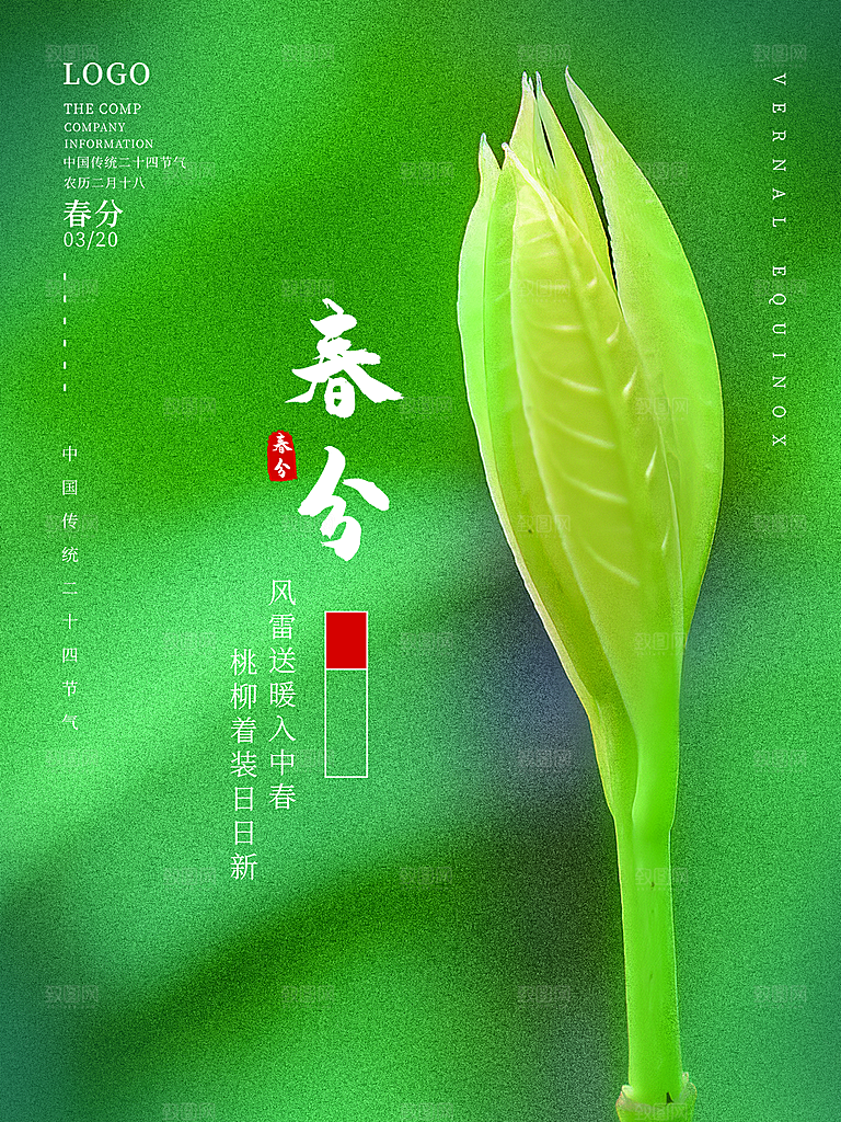 春分节气简约大气海报