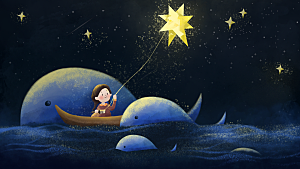 治愈系唯美小清新海报插画