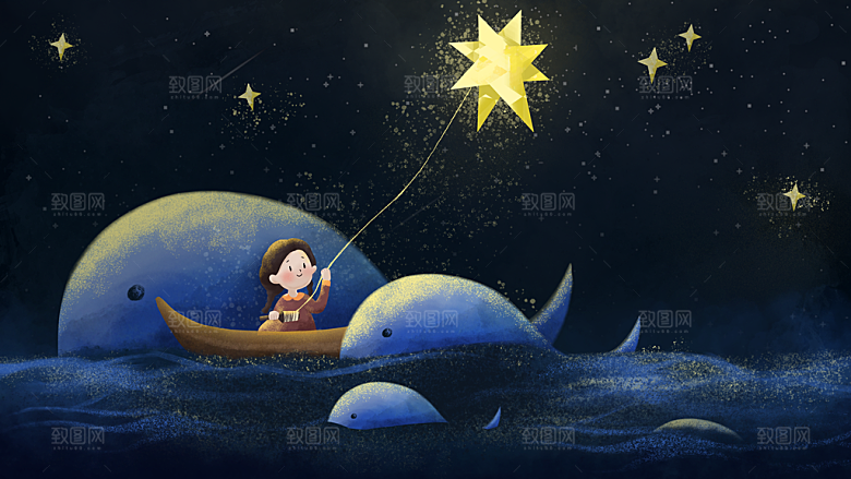 治愈系唯美小清新海报插画
