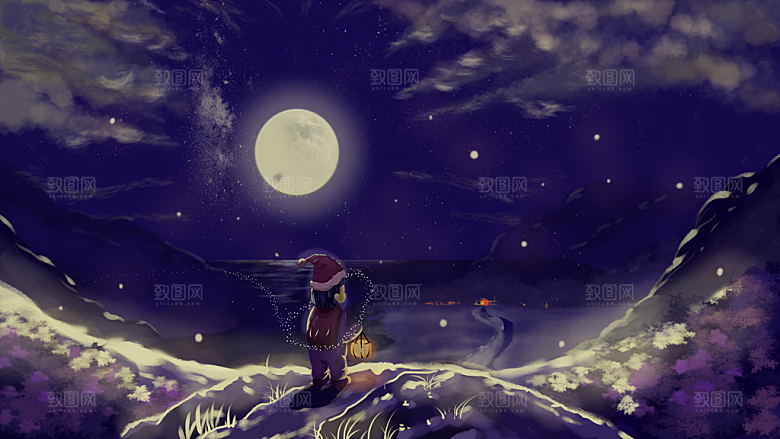 治愈系唯美小清新海报插画