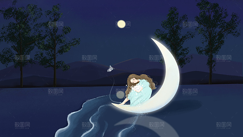 治愈系唯美小清新海报插画