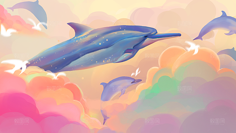 治愈系唯美小清新海报插画