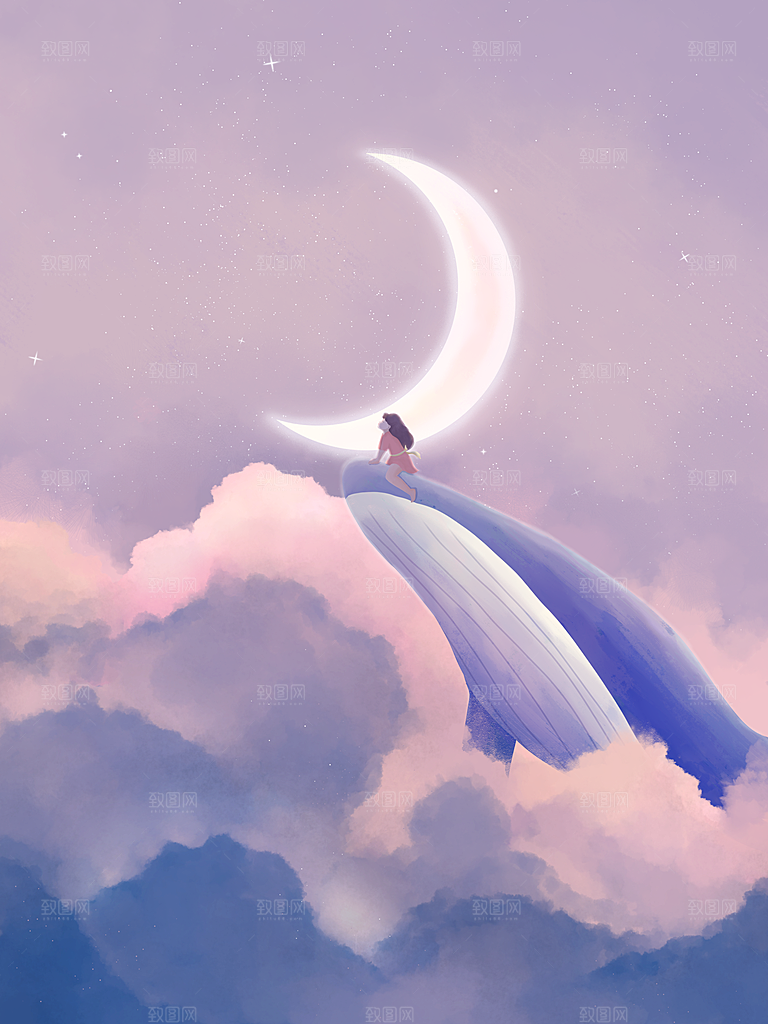 治愈系唯美小清新海报插画