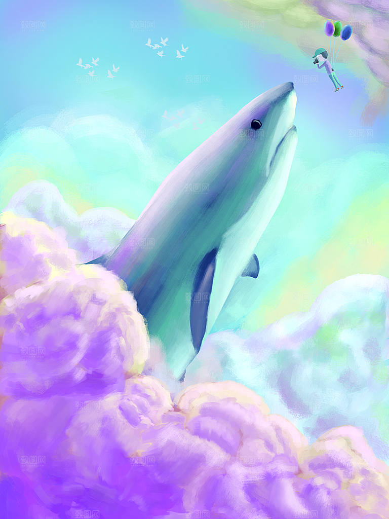 治愈系唯美小清新海报插画