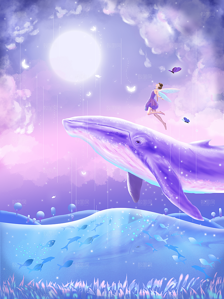 治愈系唯美小清新海报插画