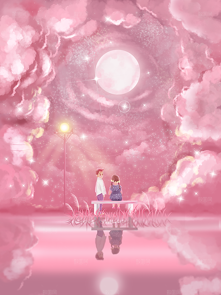 治愈系唯美小清新海报插画