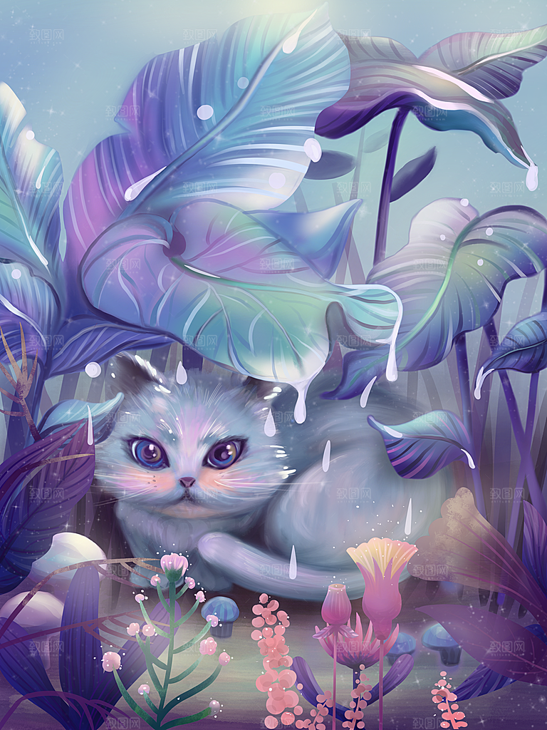 治愈系唯美小清新海报插画