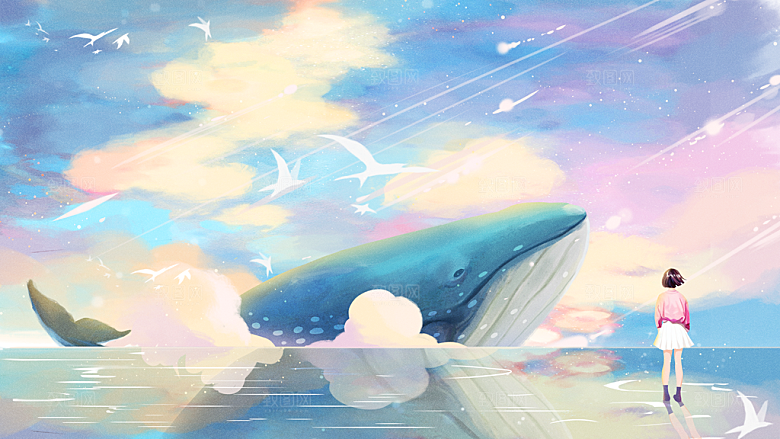 治愈系唯美小清新海报插画
