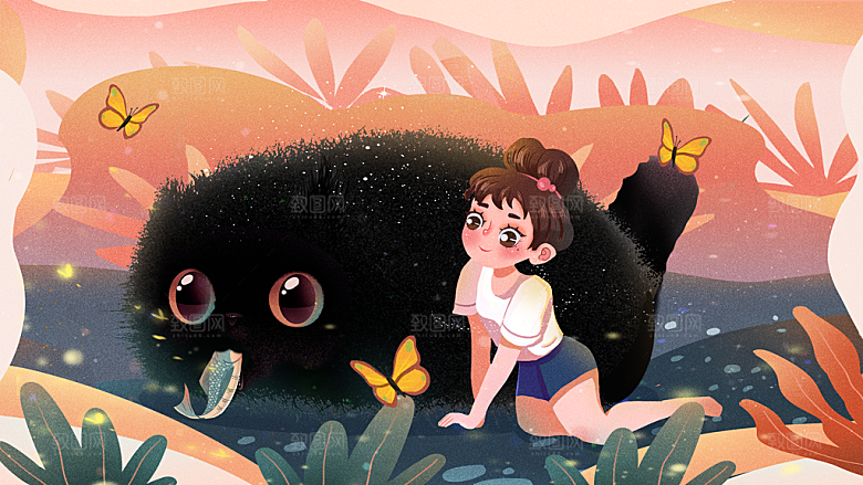 治愈系唯美小清新海报插画