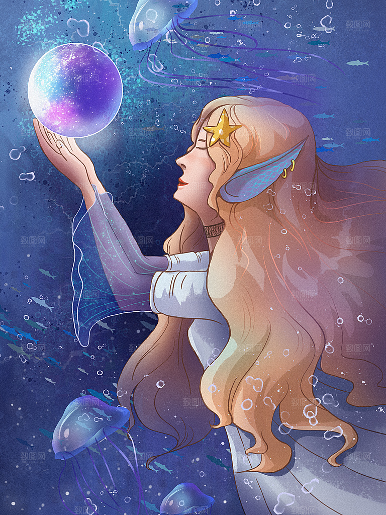 治愈系唯美小清新海报插画