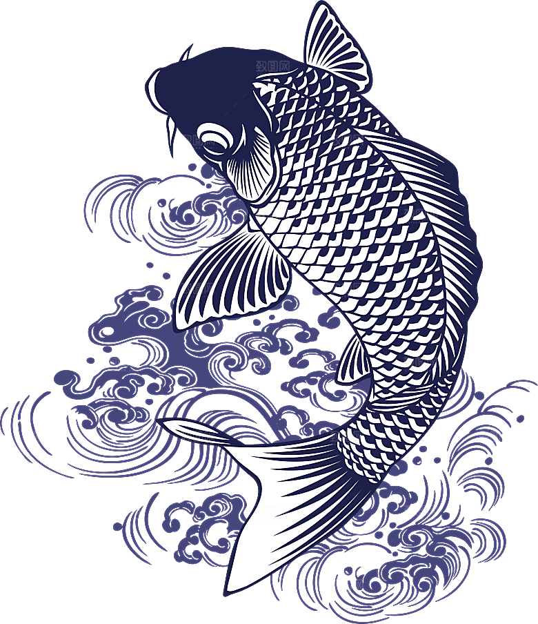 中国风手绘锦鲤鱼插画免抠PNG装饰设计