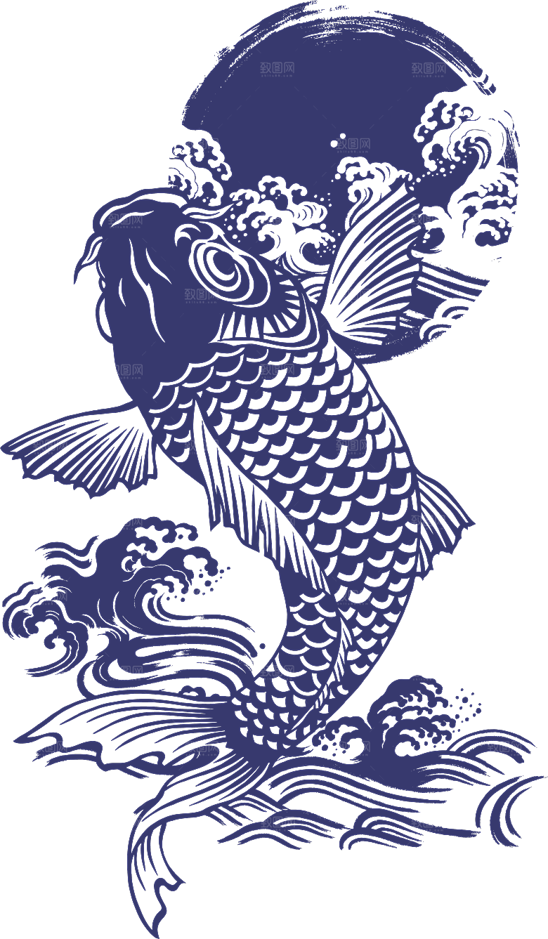 中国风手绘锦鲤鱼插画免抠PNG装饰设计