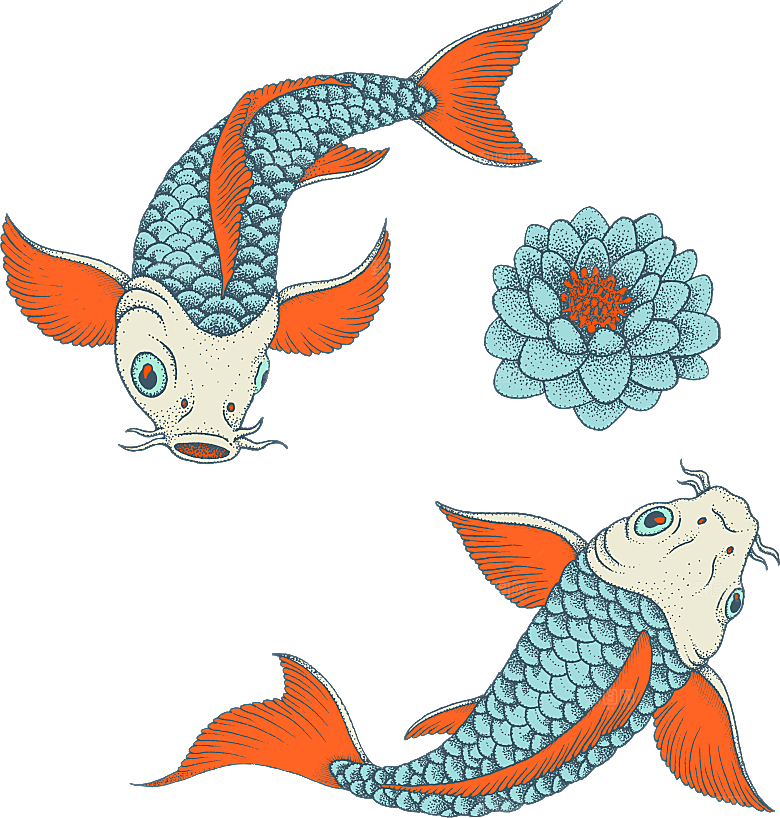 中国风手绘锦鲤鱼插画免抠PNG装饰设计