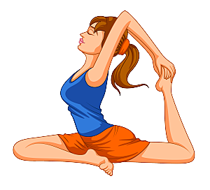美女瑜伽健身普拉提人物动作姿态轮廓剪影