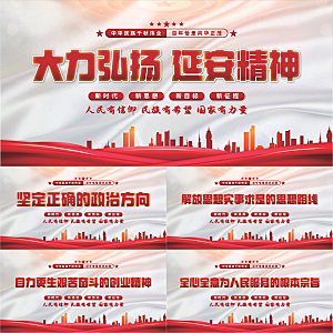 延安精神党建展板系列