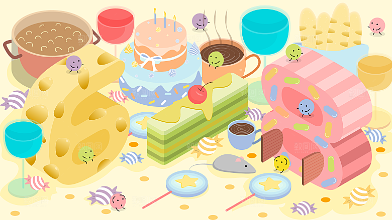 电商淘宝618年中大促宣传活动插画海报