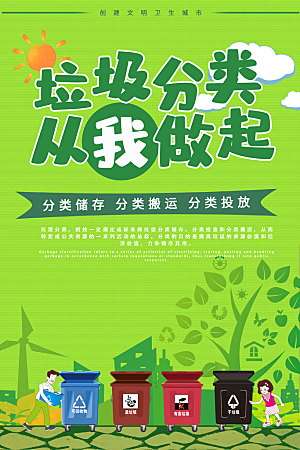 垃圾分类城市绿色环保低碳节能宣传展板海报