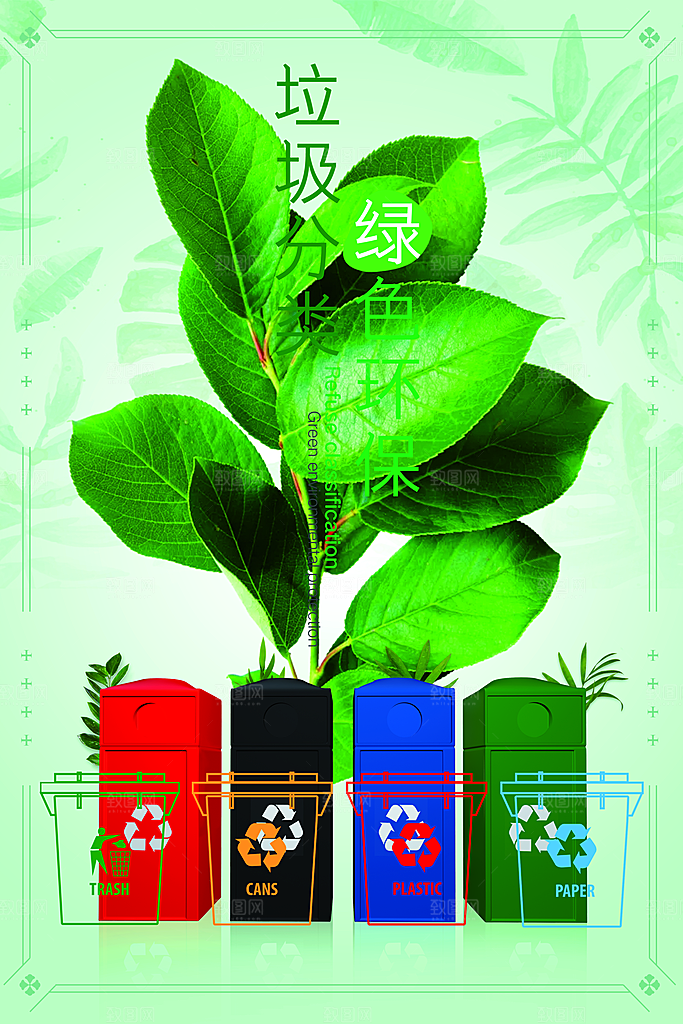 垃圾分类城市绿色环保低碳节能宣传海报