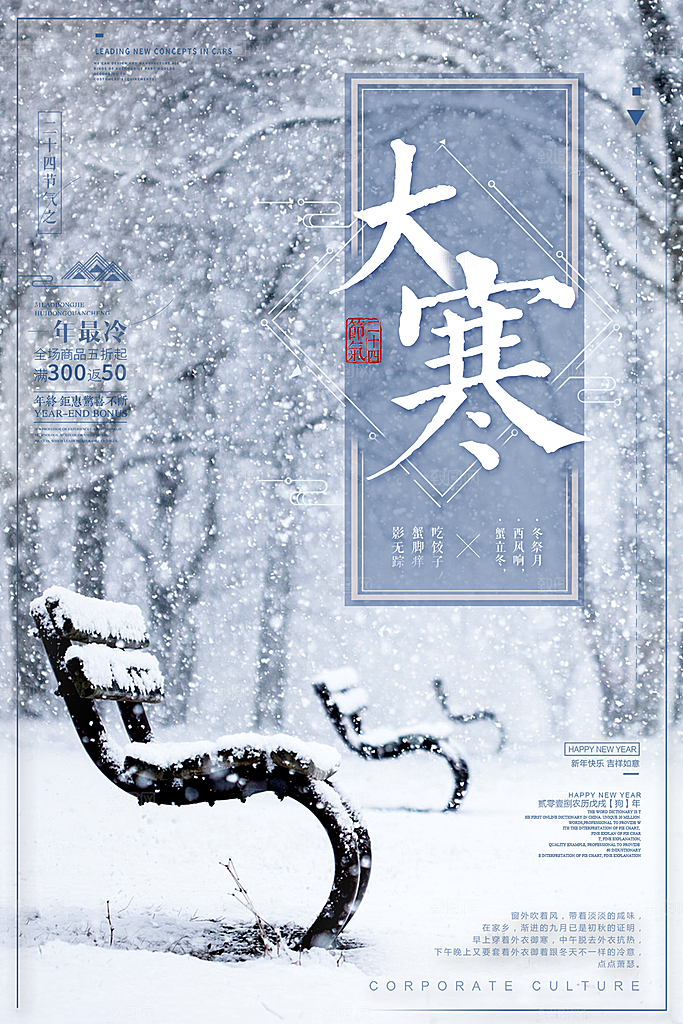 冬天大寒二十四节气海报