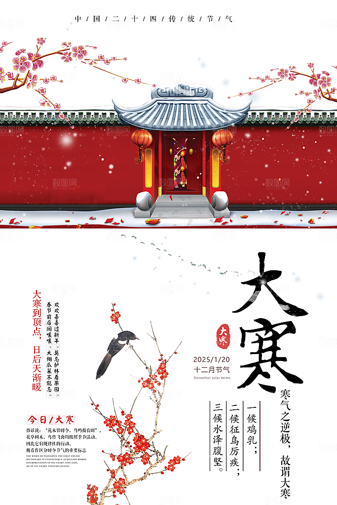 冬天大寒二十四节气海报