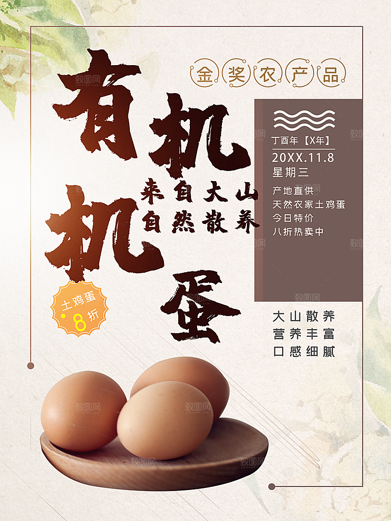 农家有机鸡蛋海报