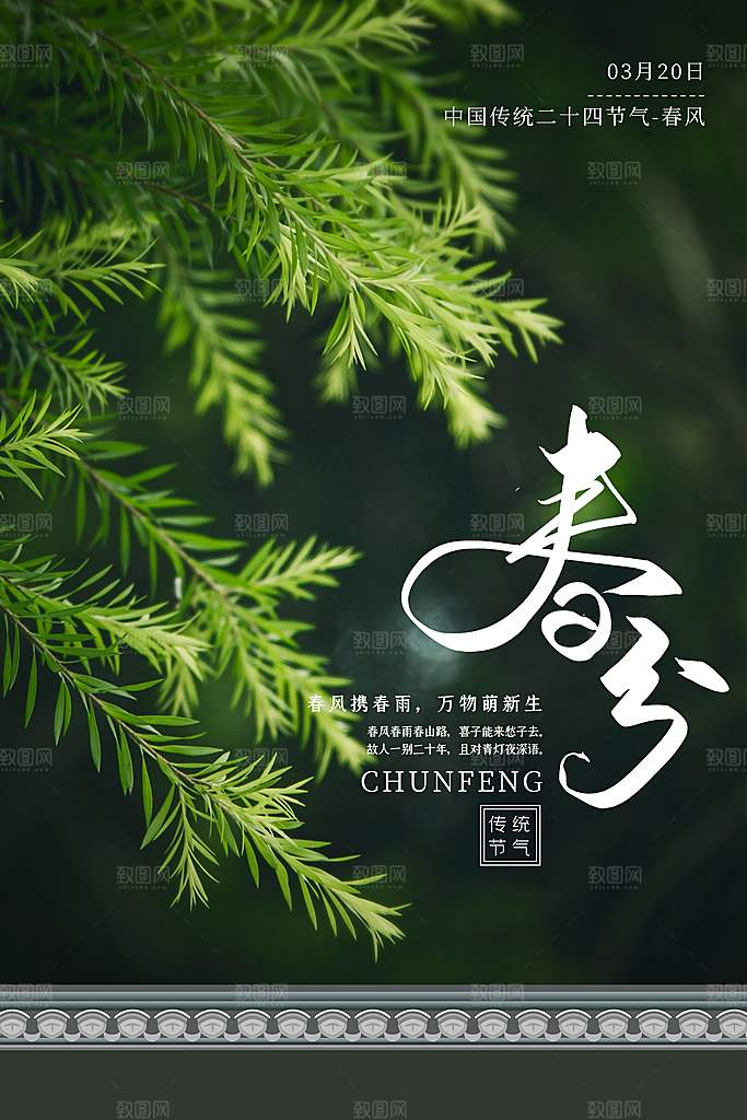 春分节气简约大气海报