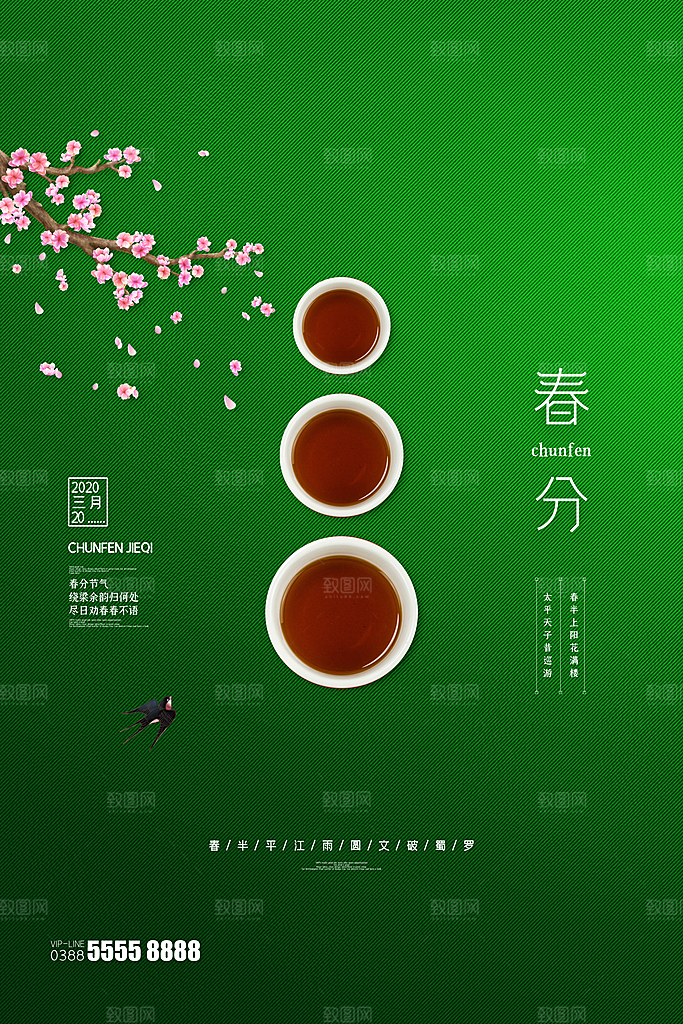 春分节气简约大气海报