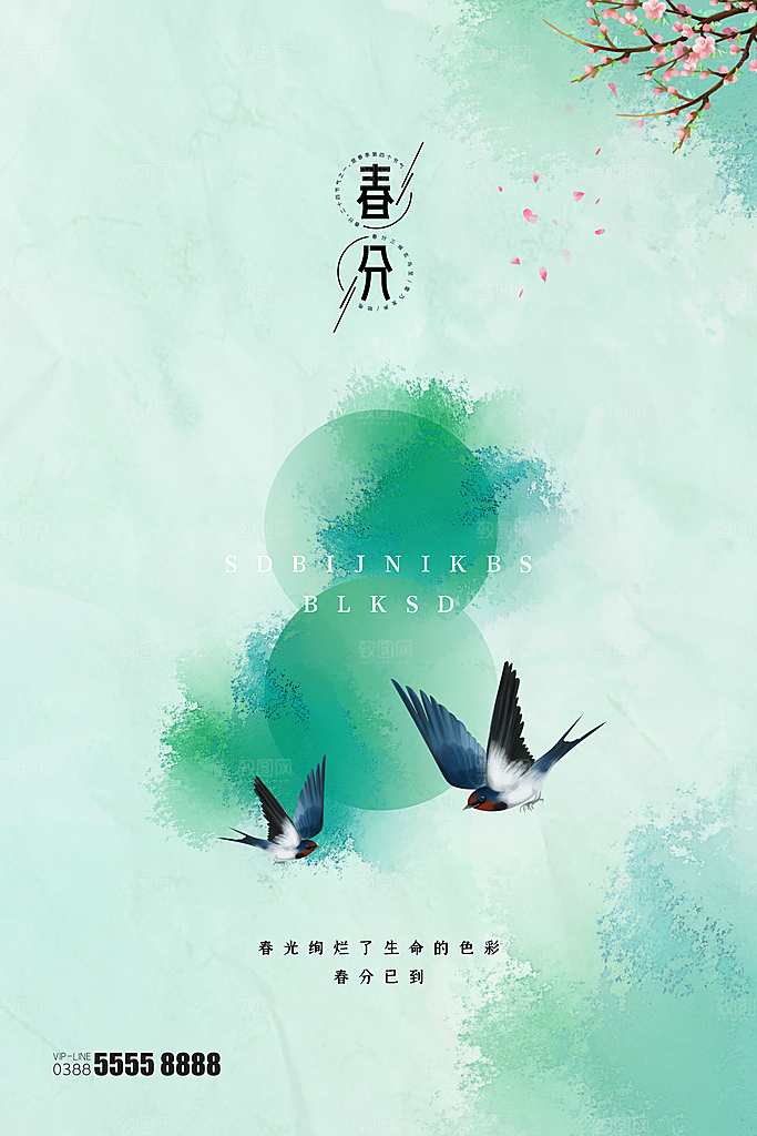 春分节气简约大气海报