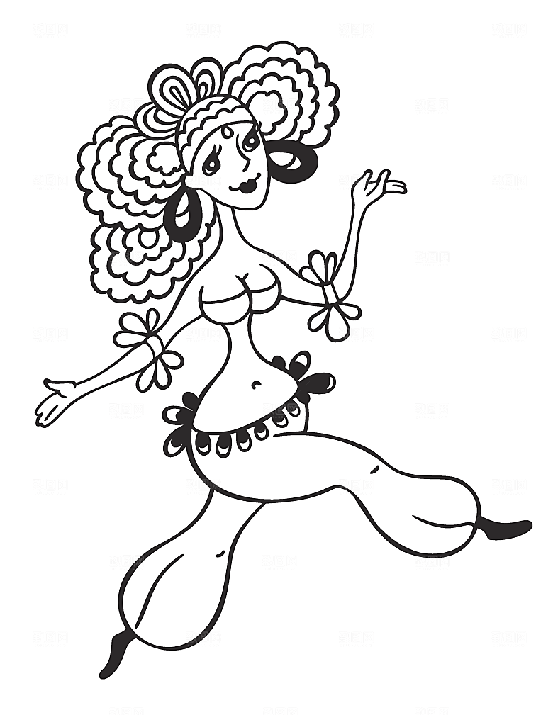 卡通手绘线条美女素材