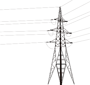 手绘黑色电线杆电缆高压电线塔电子设备装饰