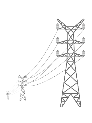 手绘黑色电线杆电缆高压电线塔电子设备装饰