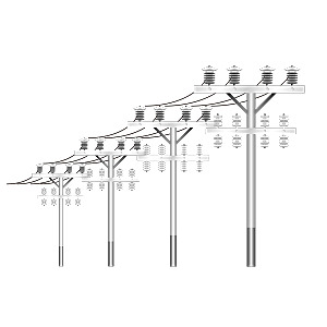 手绘黑色电线杆电缆高压电线塔电子设备装饰